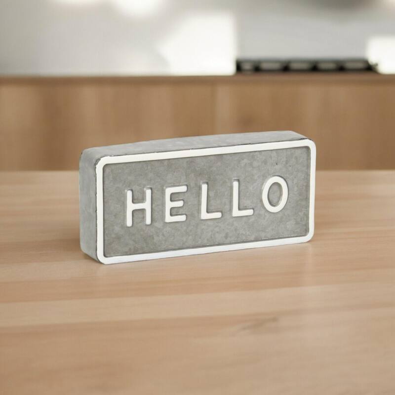 Rectangular Raised Hello Metal Sign - 8.5"