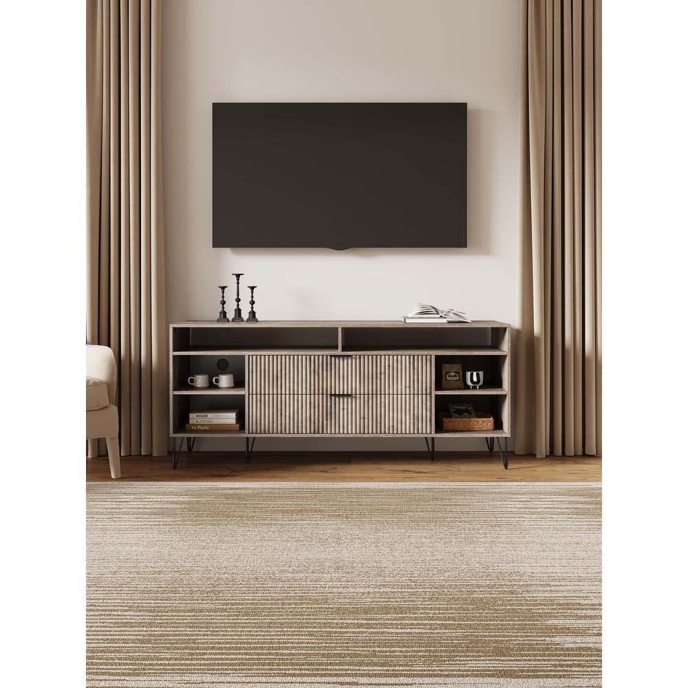 Manhattan Comfort Dumbo Mid-Century Modern TV Stand with 6 Shelves