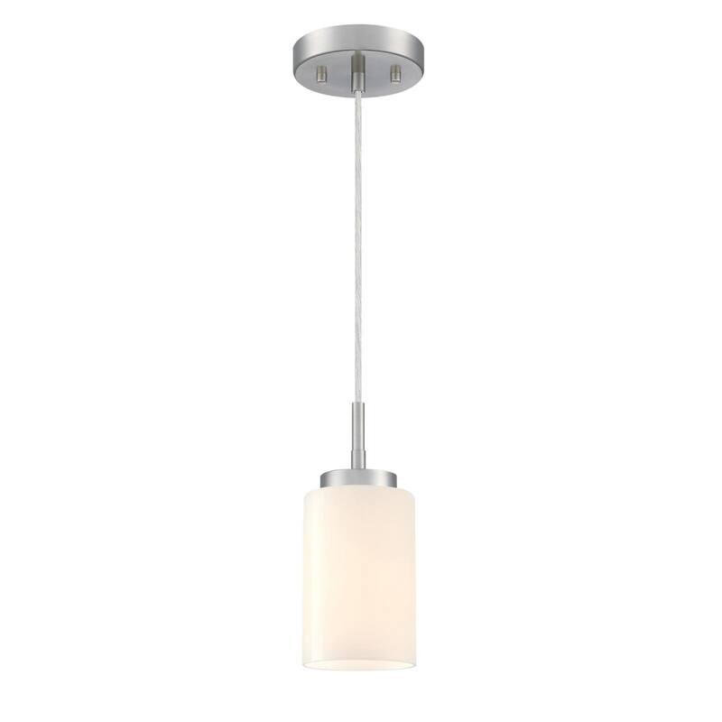 Westinghouse Lighting Shamus One Light Indoor Mini Pendant, White Opal Glass - 1-Light - Brushed Nickel