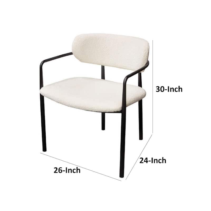 Black/Ivory Fabric Upholstered Metal Frame Dining Chair, Set of 2, Sturdy Dining Chair for Dining Rooms - 24.6