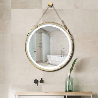 Round Gold Frame LED Bathroom Mirror with Light, Anti-fog - On Sale ...