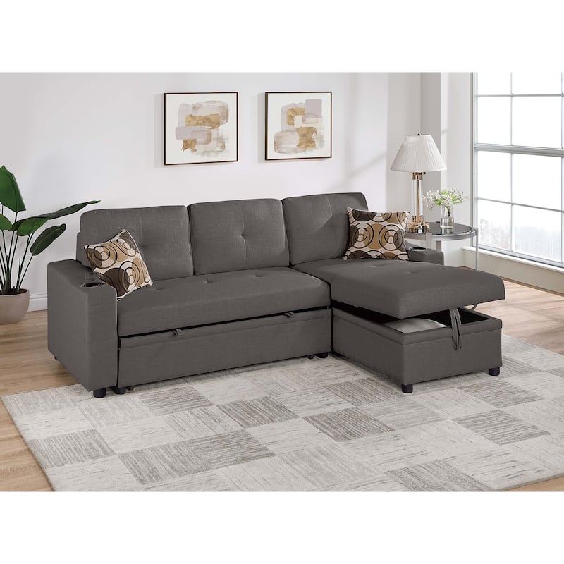 Poundex Convertible Sectional - Ash Black