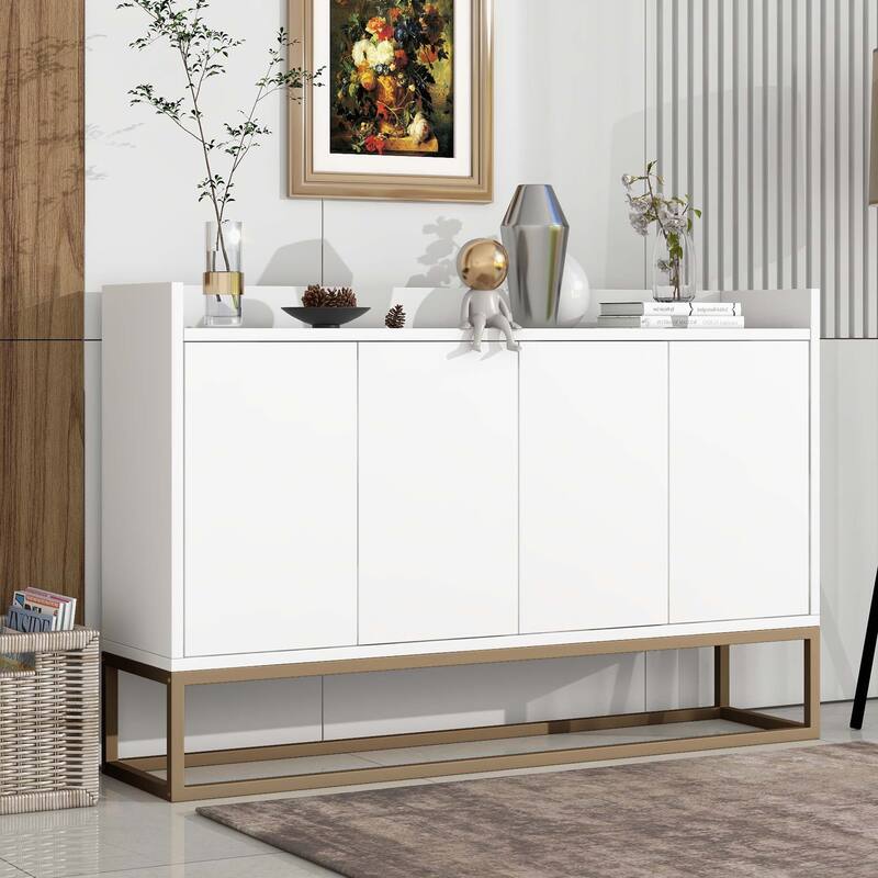 Modern Sideboard Elegant Buffet Cabinet with Large Storage - White