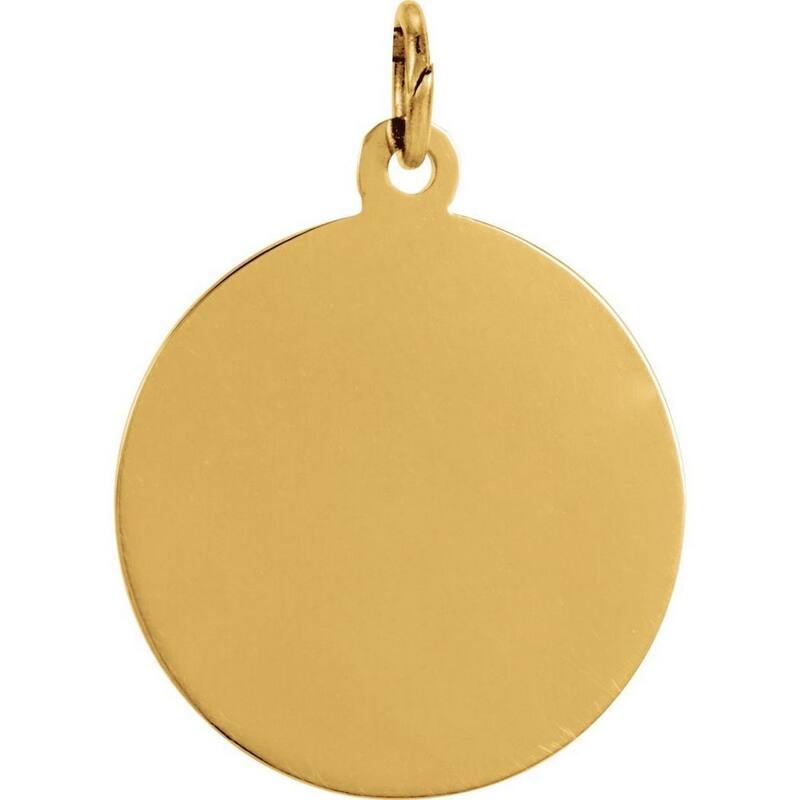 Curata 14k Yellow Gold 22mm Polished Round St. Christopher Medal Necklace, 16"