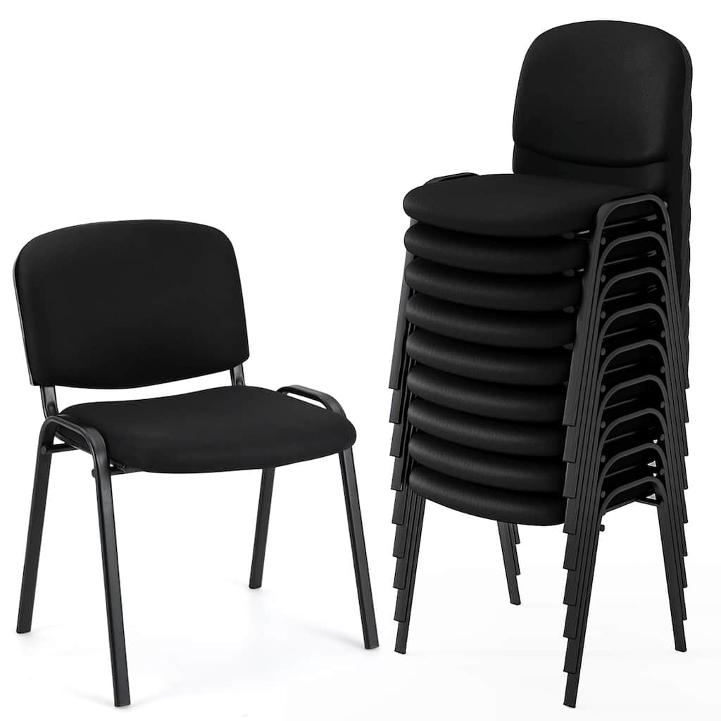 Gymax Set of 10 Office Guest Chair Stackable Reception Chair Waiting