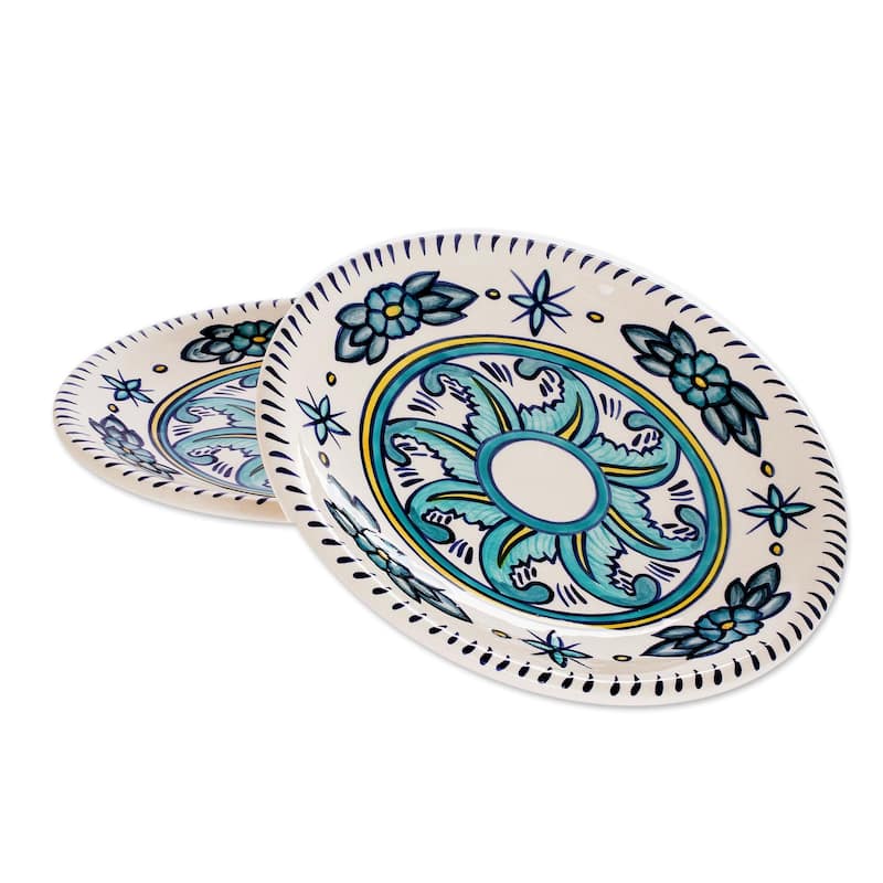 Novica Handmade Bermuda Ceramic Plates (Pair)