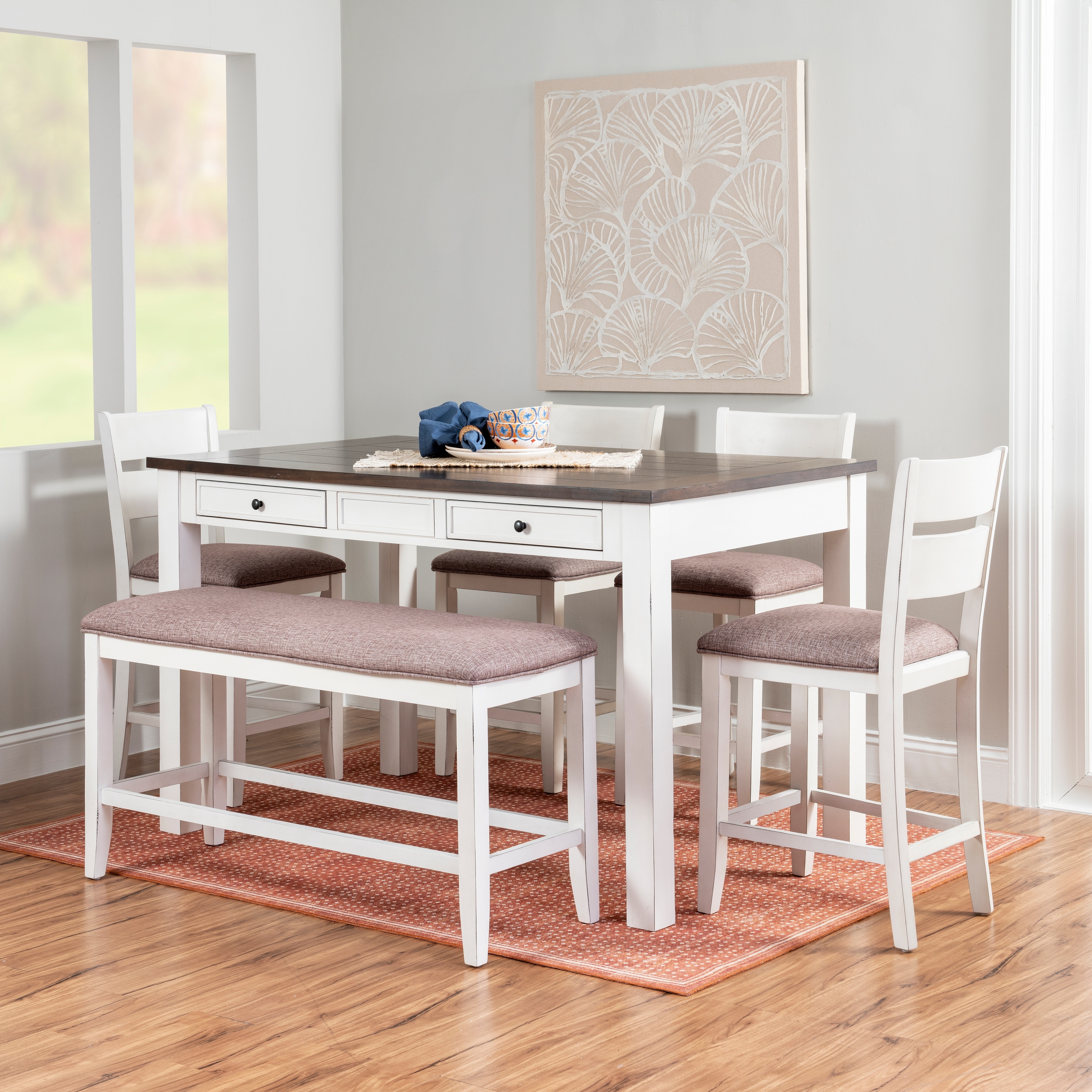 Linon Menard Wood 6-Piece Counter Height Dining Set