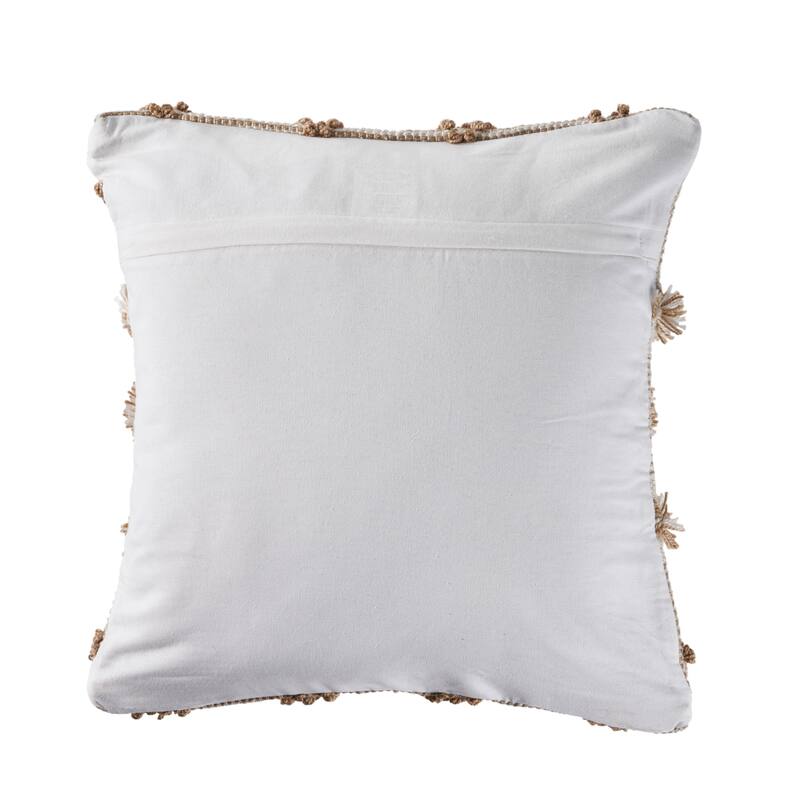 Handwoven Embroidered Diamond Outdoor Square Throw Pillow Cover - 20" - Beige and Cream
