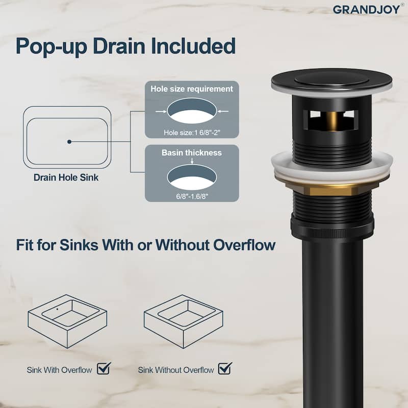 GRANDJOY High Arc Waterfall Widespread Bathroom Sink Faucet
