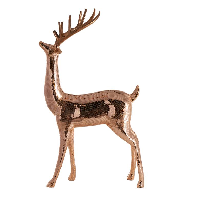Silver or Copper Fiberglass Floor Reindeer Decorative Christmas Sculpture with Mosaic Pattern