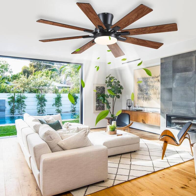 52 Inches Low Profile Ceiling Fan with LED Integrated,Retractable Blades,Remtoe and APP Control,for Bedroom,Living Room