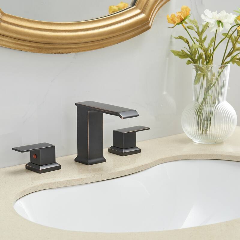 2-Handle Widespread Bathroom Faucet with Pop-up Drain and Supply Hose