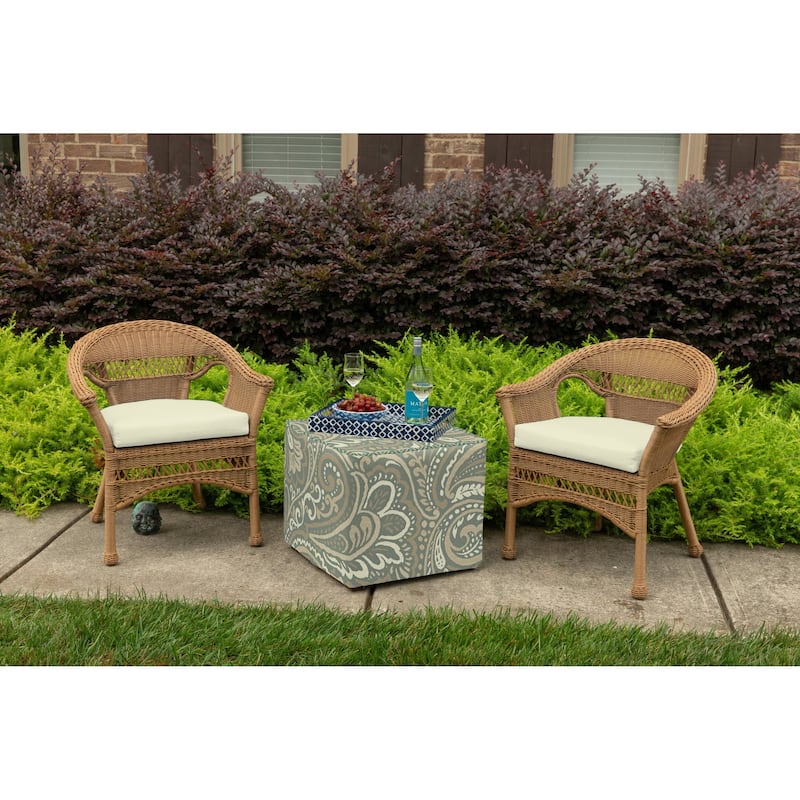 Sunbrella® Solid Fabric 1-Piece Indoor/Outdoor Wicker Seat Pad Cushion, 19.5"W x 19.5"L