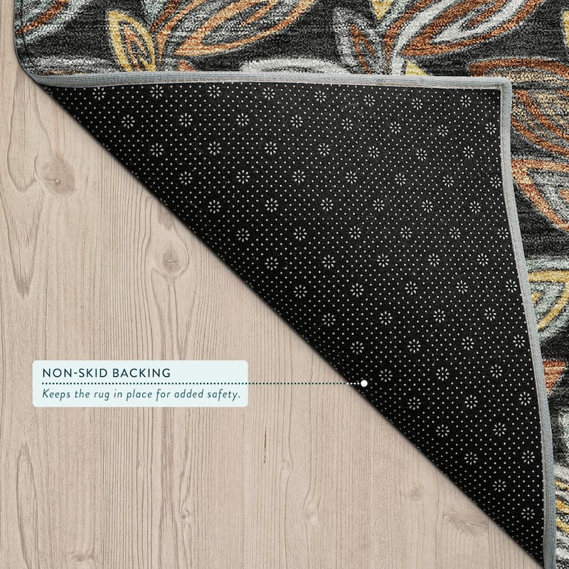 Machine Washable Indoor/ Outdoor Modern Rose Hill Chantille Rug