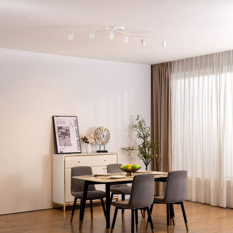 VidaLite Shura 6-Head LED Swivel Track Light, Directional Spot Lights, Dimmable - 10.45" x 62.2"