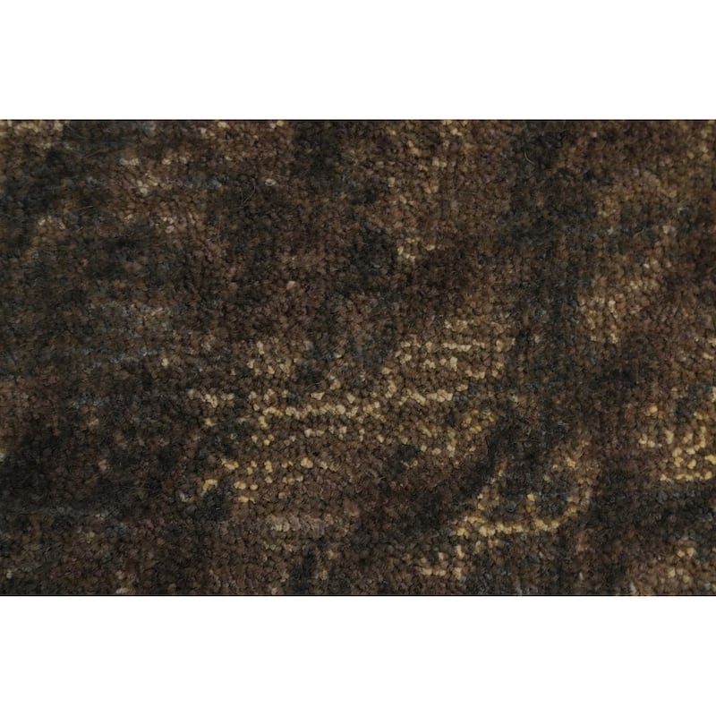 Hand Knotted Oriental Viscose Silk Carpet Modern Abstract Brown Abstract Area Rug - 6' 7'' X 4' 9''