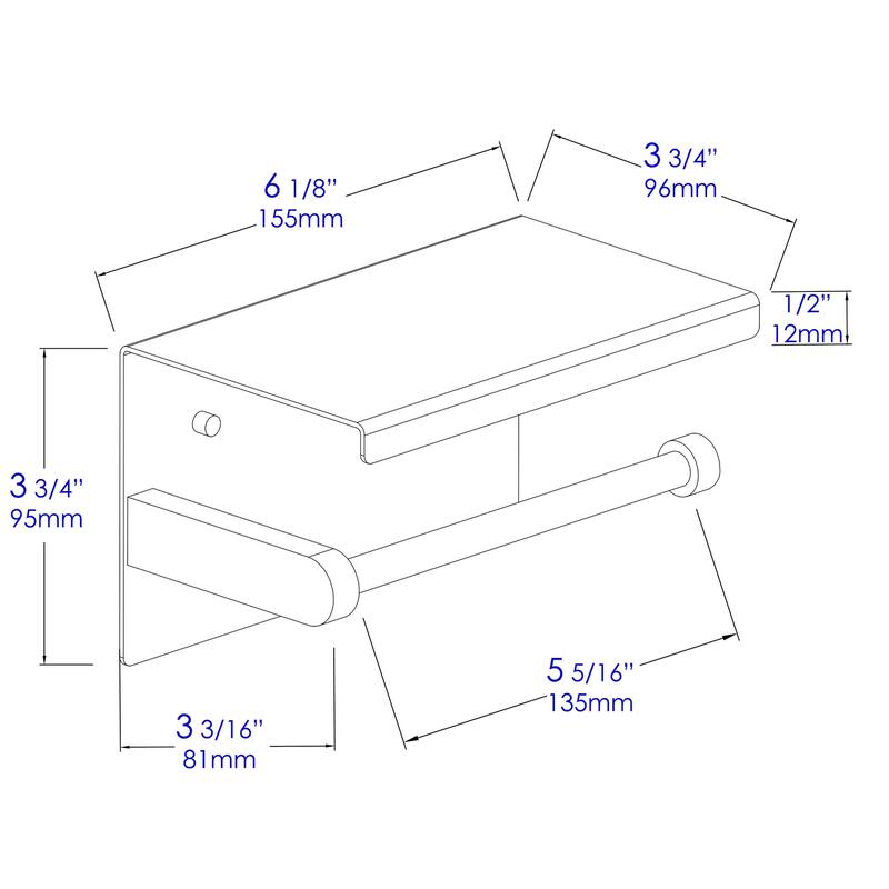 ALFI brand ABTPP66-BB Brushed Black PVD Stainless Steel Toilet Paper Holder with Shelf
