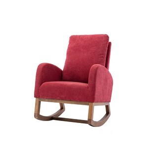 Red Rocking Comfy Chair A Stylish Addition: Comfortable Rocking Chair with Sturdy Solid Wood ...