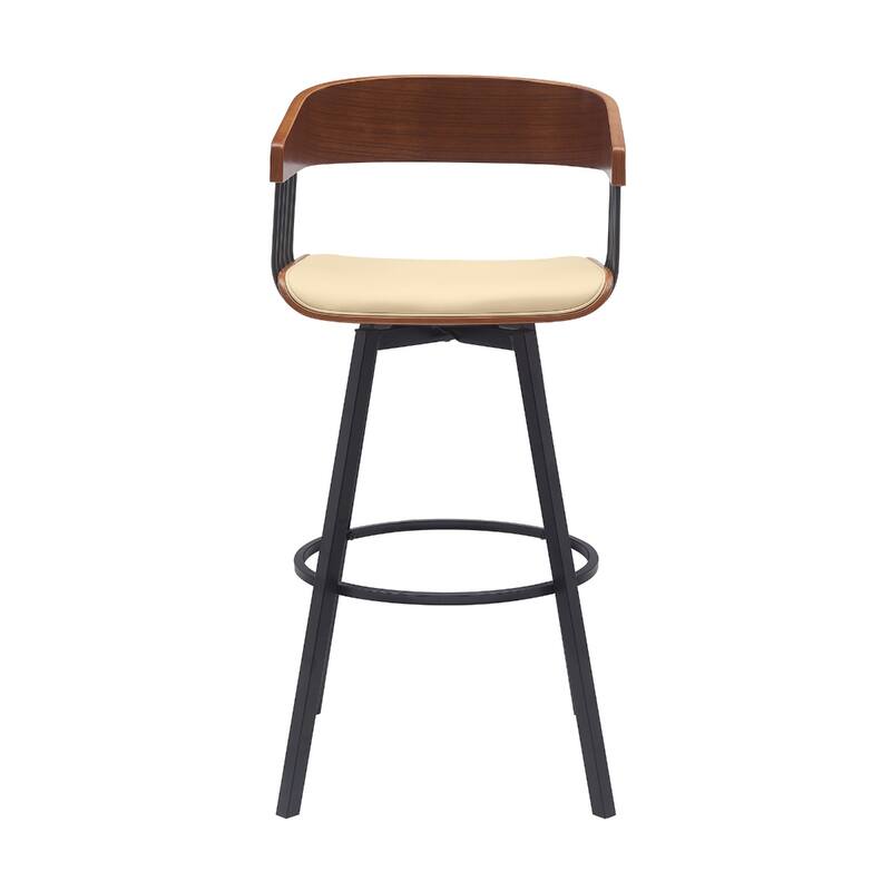 Modern Swivel Bucket Seat Bar Stool with Footrest and Armsrest Metal Frame for Kitchen Island