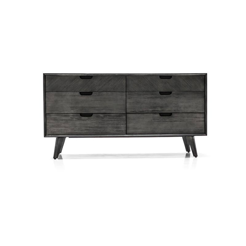 HomeRoots 61" Gray Solid Wood Six Drawer Double Dresser