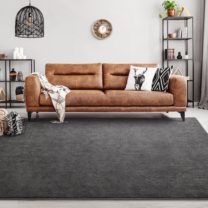 Area Rugs, Dark Grey Super Soft Comfy Thickened Memory-Foam Indoor Carpets