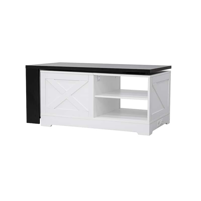 Farmhouse Lift Top Coffee Table with Barn Doors & Hidden Storage