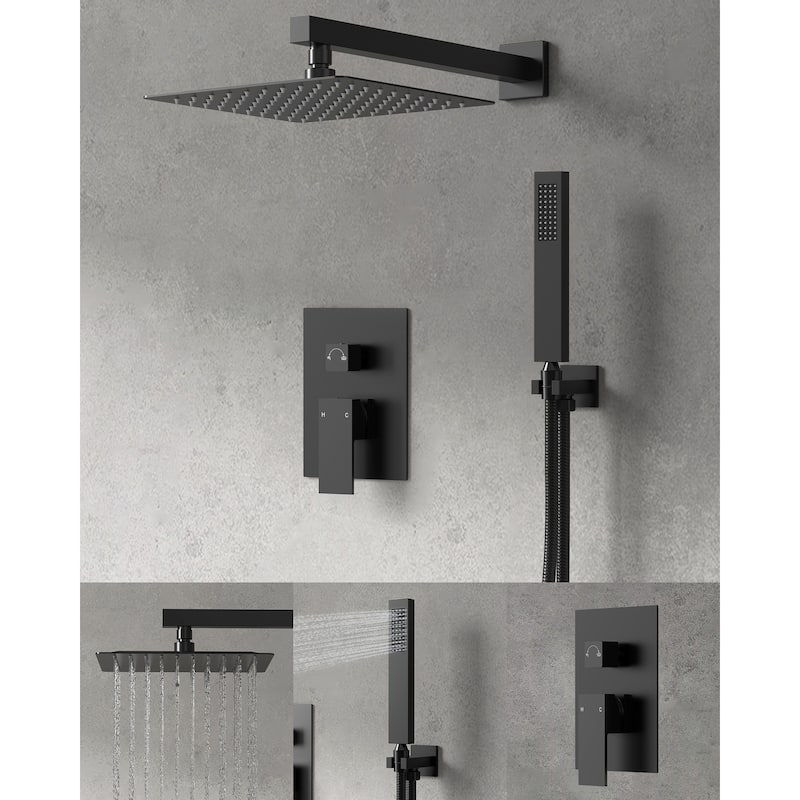 GRANDJOY Shower System 10" High Pressure Rainfall Shower Head with Handheld Spray Combo