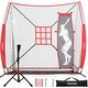 preview thumbnail 1 of 3, Zealfeel 7 x 7 ft Baseball Net Set: Batting Tee, Dummy Batter, 2 Strike Zones & Carry Bag - 7 x 7 ft 7 x 7 ft - ‎Black & Red