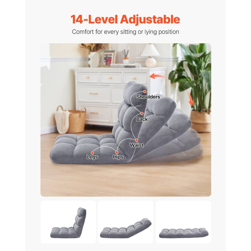 Floor Chair with Backrest Adjustable Folding Sofa Chair for Kids & Adults