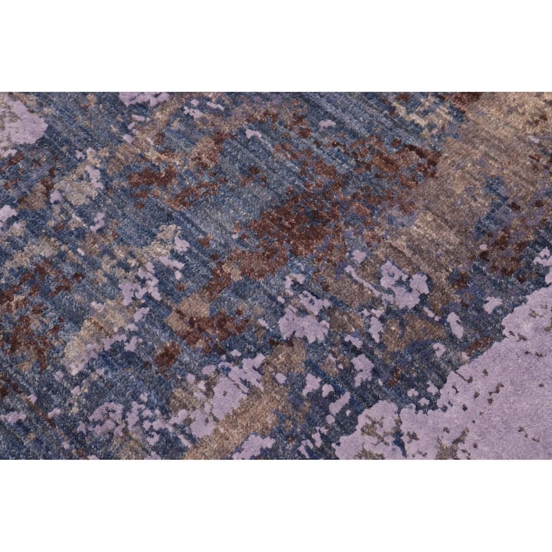 Eclectic Anderson Blue/Brown Wool&Silk Rug - 8'1'' x 10'1'' - 8 ft. 1 in. X 10 ft. 1 in.