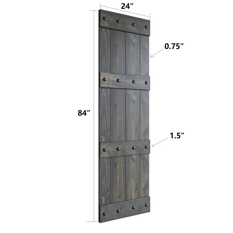 Coast Sequoia 24in./30in./36in. x 84in. Castle Series Pine Wood Sliding Barn Door With Hardware Kit