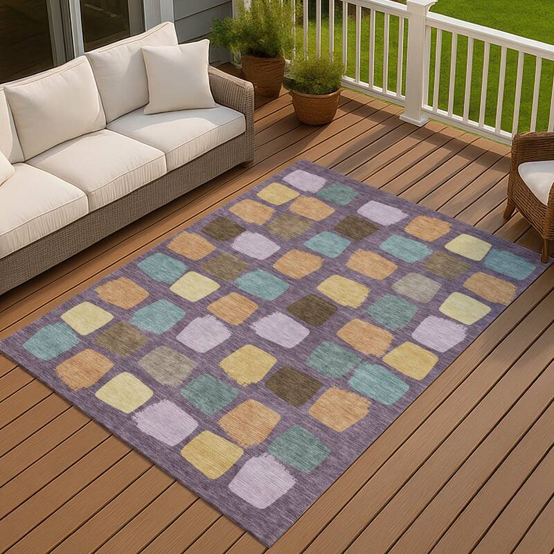 Machine Washable Indoor/ Outdoor Casual Hoppy Chantille Rug