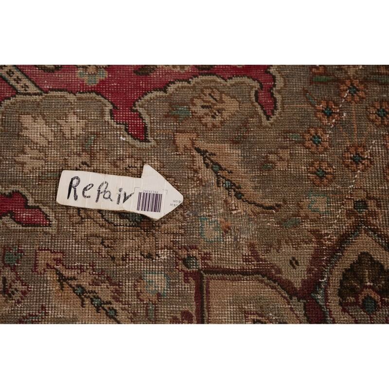 Hand Knotted Oriental 100% Wool Carpet Traditional Medallion Pink Tabriz Area Rug - 12' 9'' X 11' 1''
