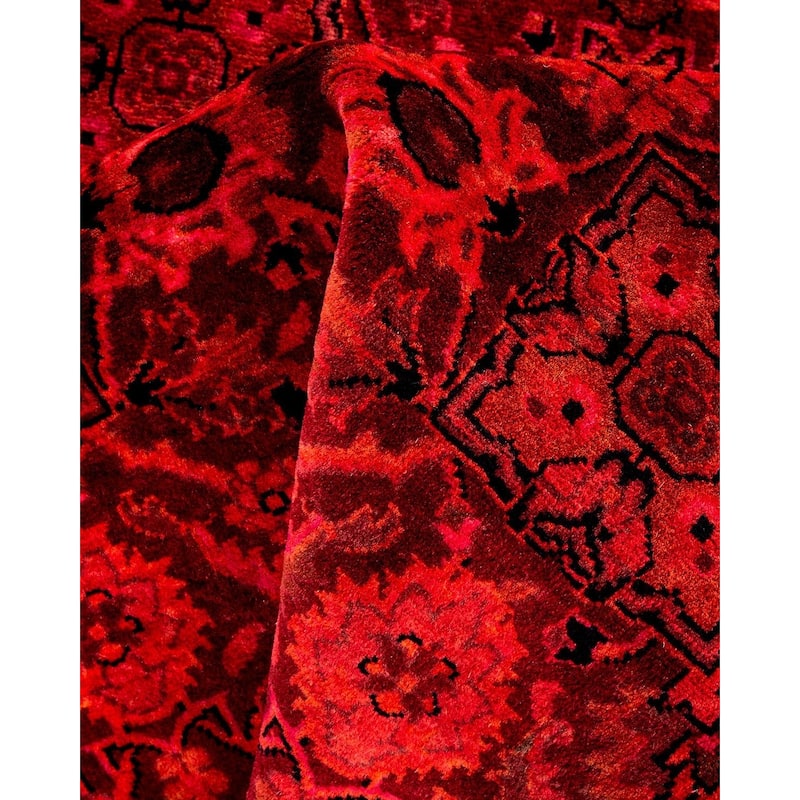Overton Hand Knotted Wool Vintage Inspired Modern Contemporary Overdyed Orange Round Area Rug - 4' 1" x 4' 1"
