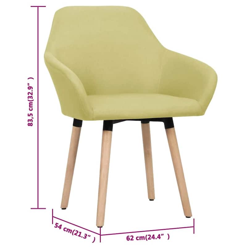 vidaXL Dining Chairs 2 pcs Green Fabric - 24.4" x 21.3" x 32.9"