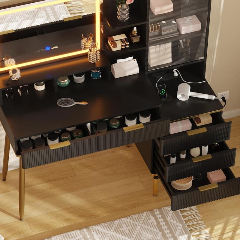 Makeup Vanity Desk with Lights & Power Outlet