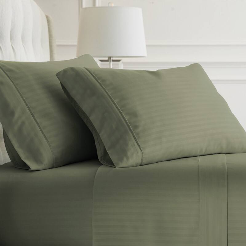 Soft Essentials Stripe Pattern 4-piece Deep Pocket Bed Sheet Set - California King - Sage