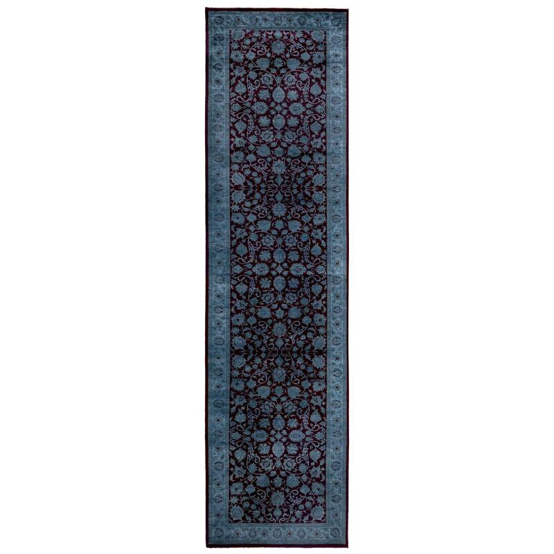 Overdyed One-of-a-Kind Hand-Knotted Runner Rug - Gray - 2' 7" x 10' 2"