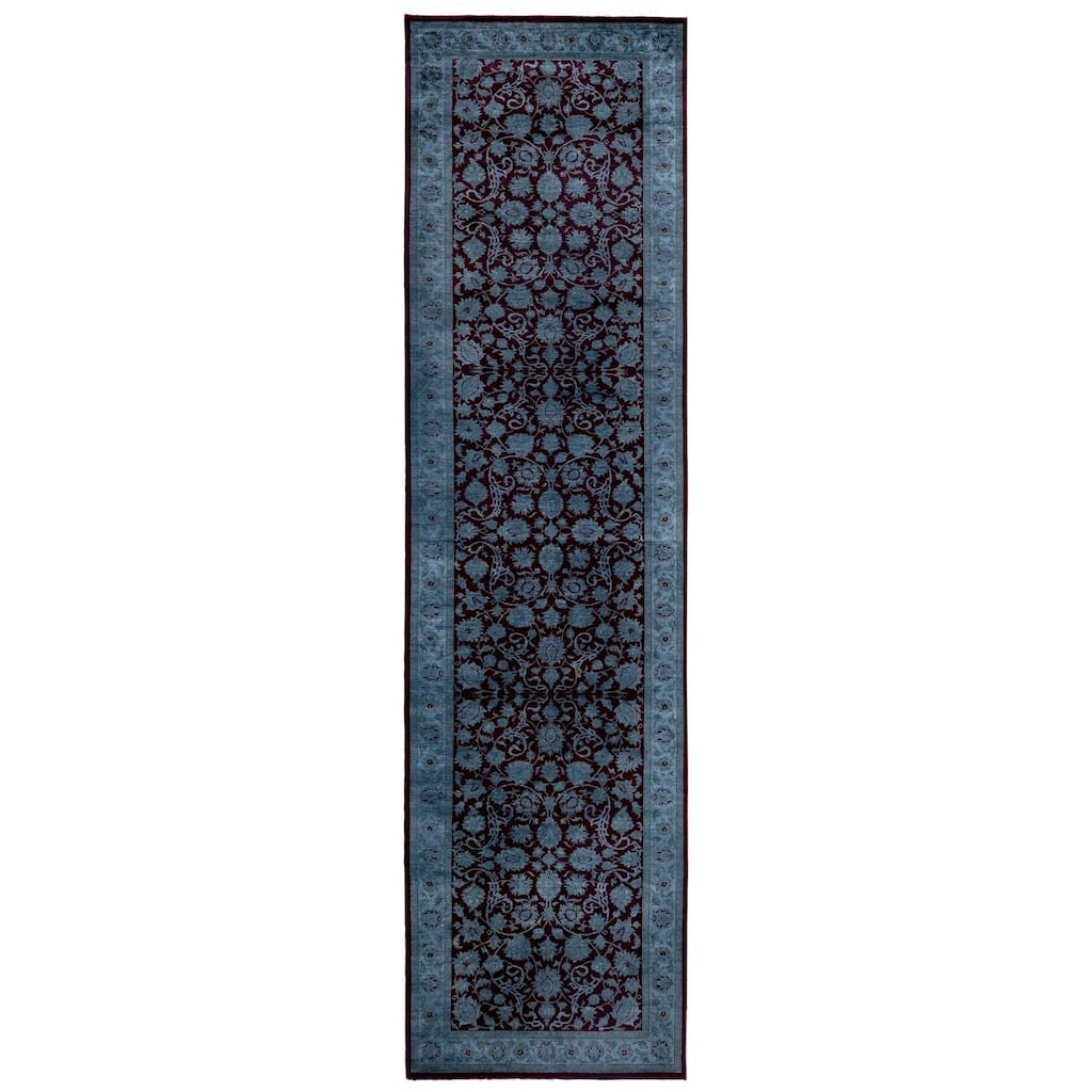 Overdyed One-of-a-Kind Hand-Knotted Runner Rug - Gray - 2' 7" x 10' 2"