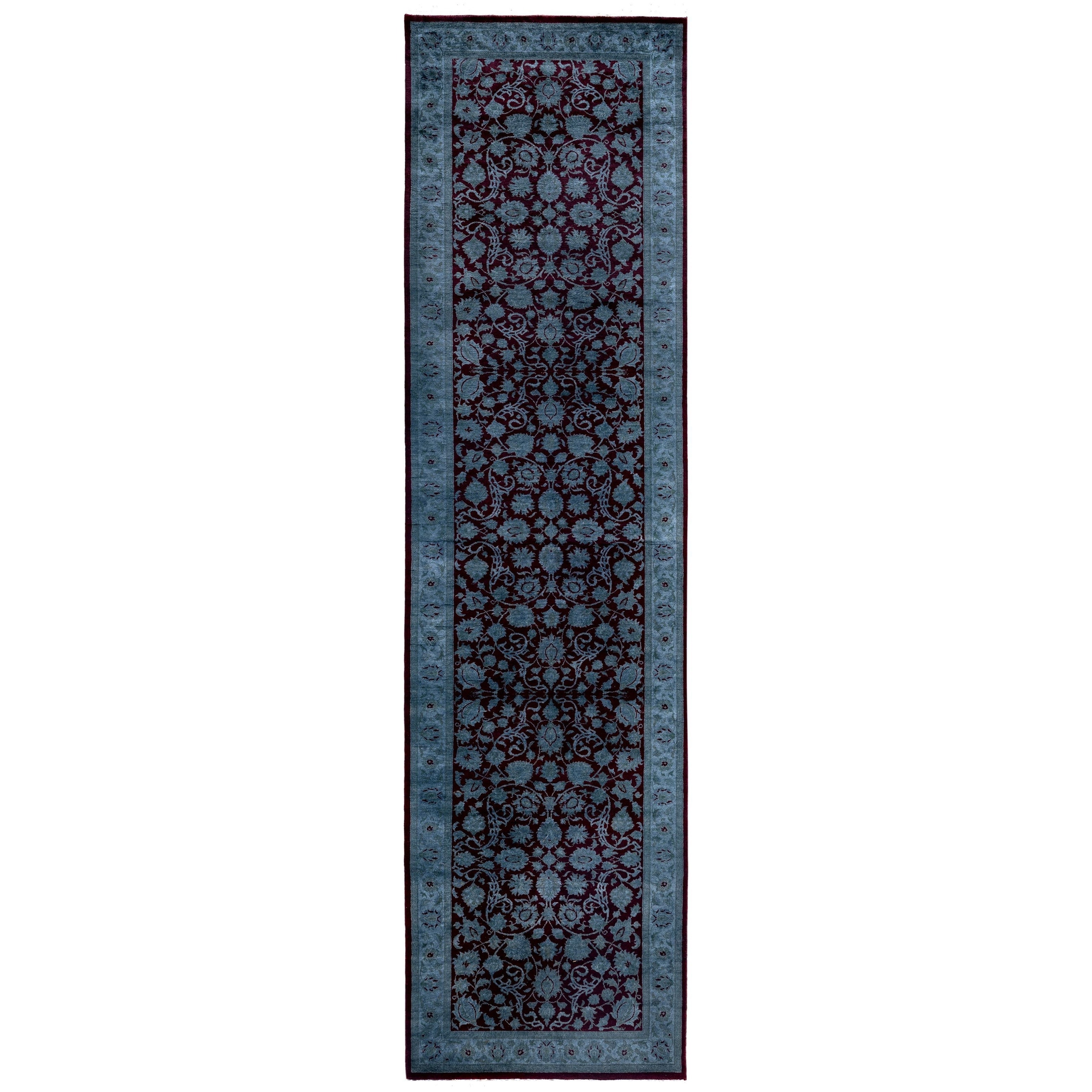 Overdyed One-of-a-Kind Hand-Knotted Runner Rug - Gray - 2' 7" x 10' 2"