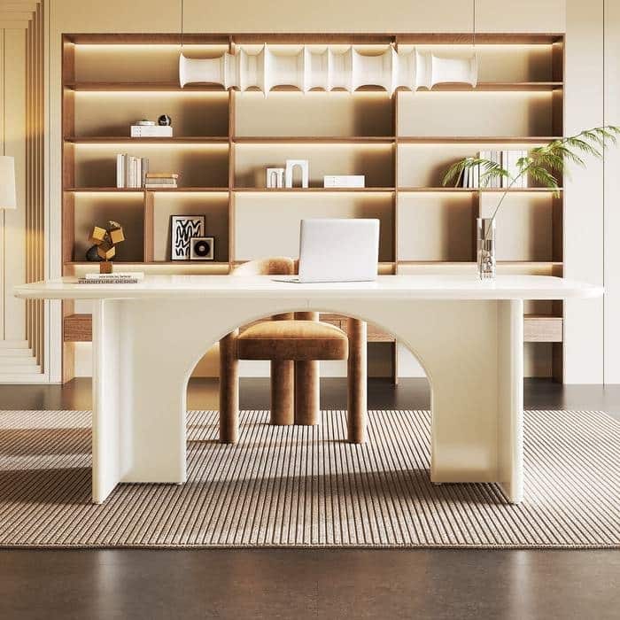 Modern Executive Desk with Arch Design for Home Office Computer or Gaming