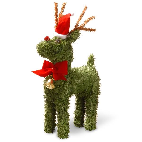Shop 12 Green And Red Unlit Evergreen Reindeer Christmas Tabletop Decor Overstock 30943760