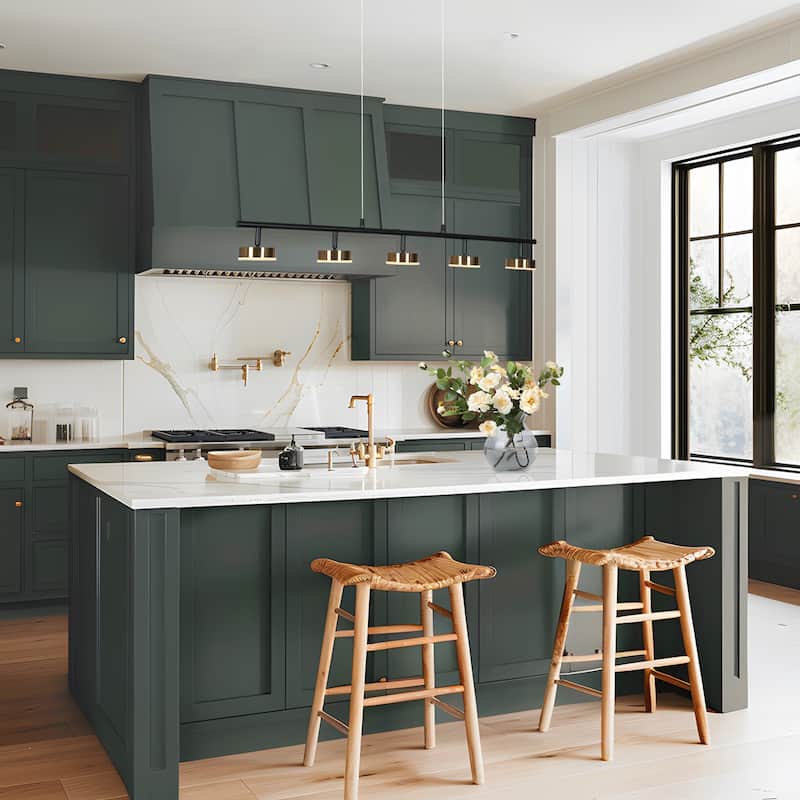 Modern Minimalist 3/5-Light Black Gold LED Chandelier Linear Kitchen Island Pendant Lights for Dining Room