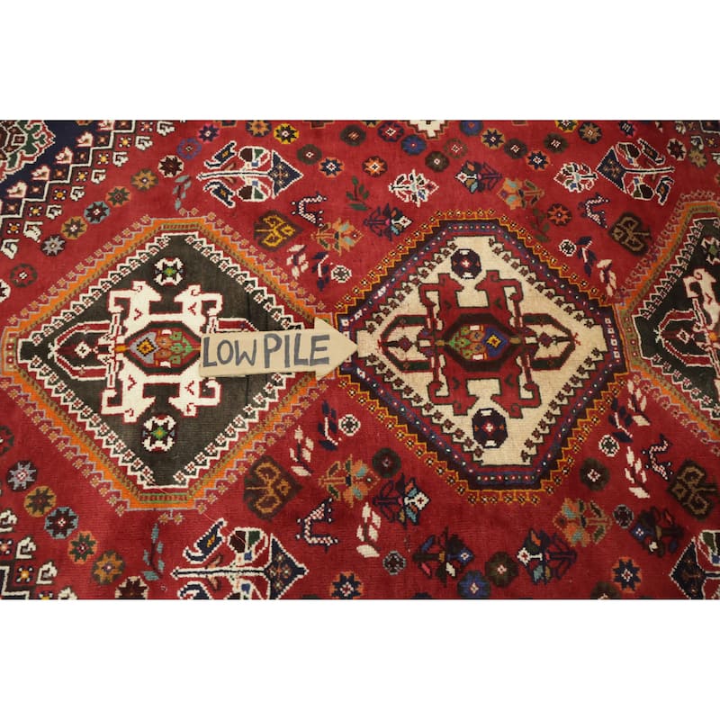 Hand Knotted Oriental 100% Wool Carpet Traditional Tribal Red Shiraz Area Rug - 6' 0'' X 4' 1''