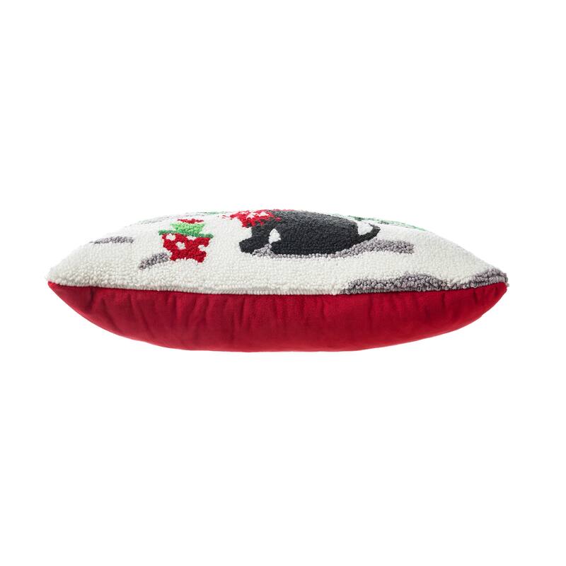 Glitzhome Hooked Cat Dog Christmas Tree Throw Pillow Home Sofa Decor