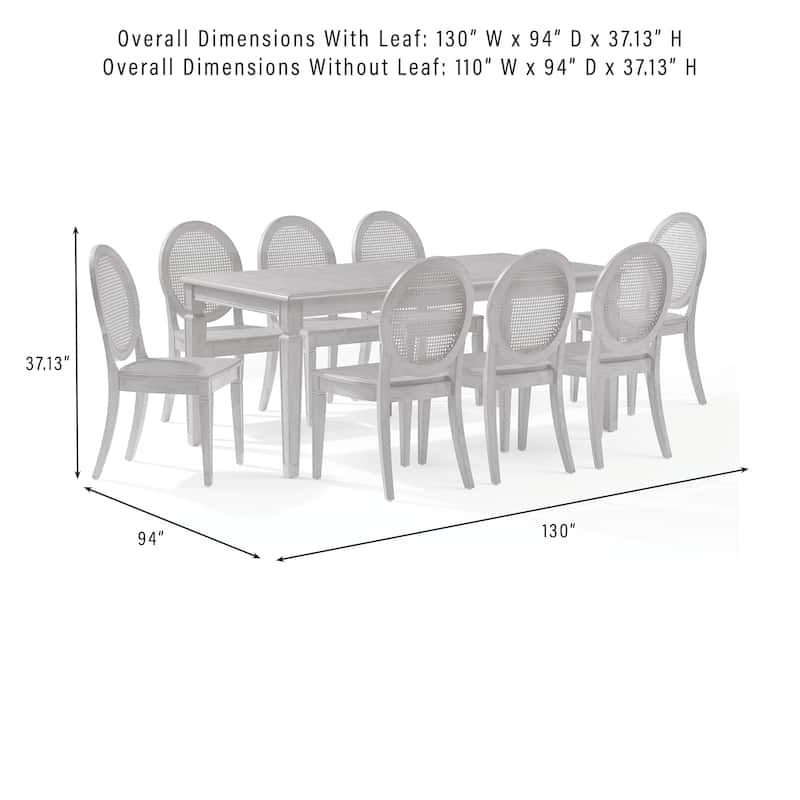 Crosley Katia 9-Piece Dining Table Set For 8 With Cane-Back Chairs