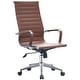 preview thumbnail 25 of 29, Executive Ergonomic High Back Modern Office Chair Ribbed PU Leather Swivel for Manager Conference Computer Room Brown