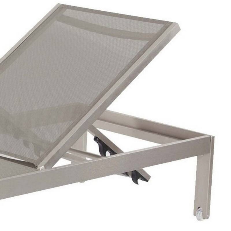Metal Frame Adjustable Lounger with Side Table, Set of 4, Gray