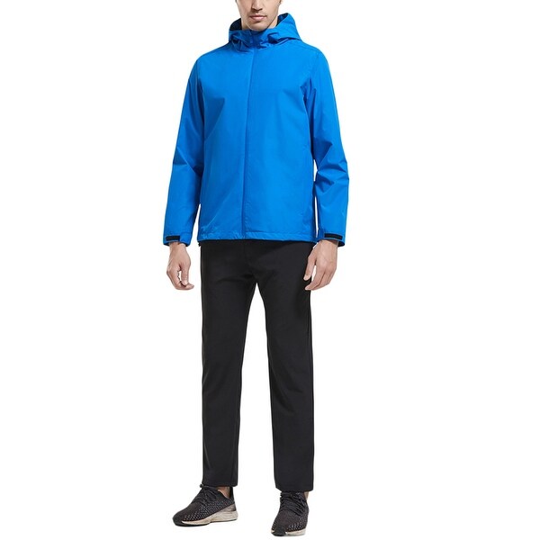 men solid hooded coat