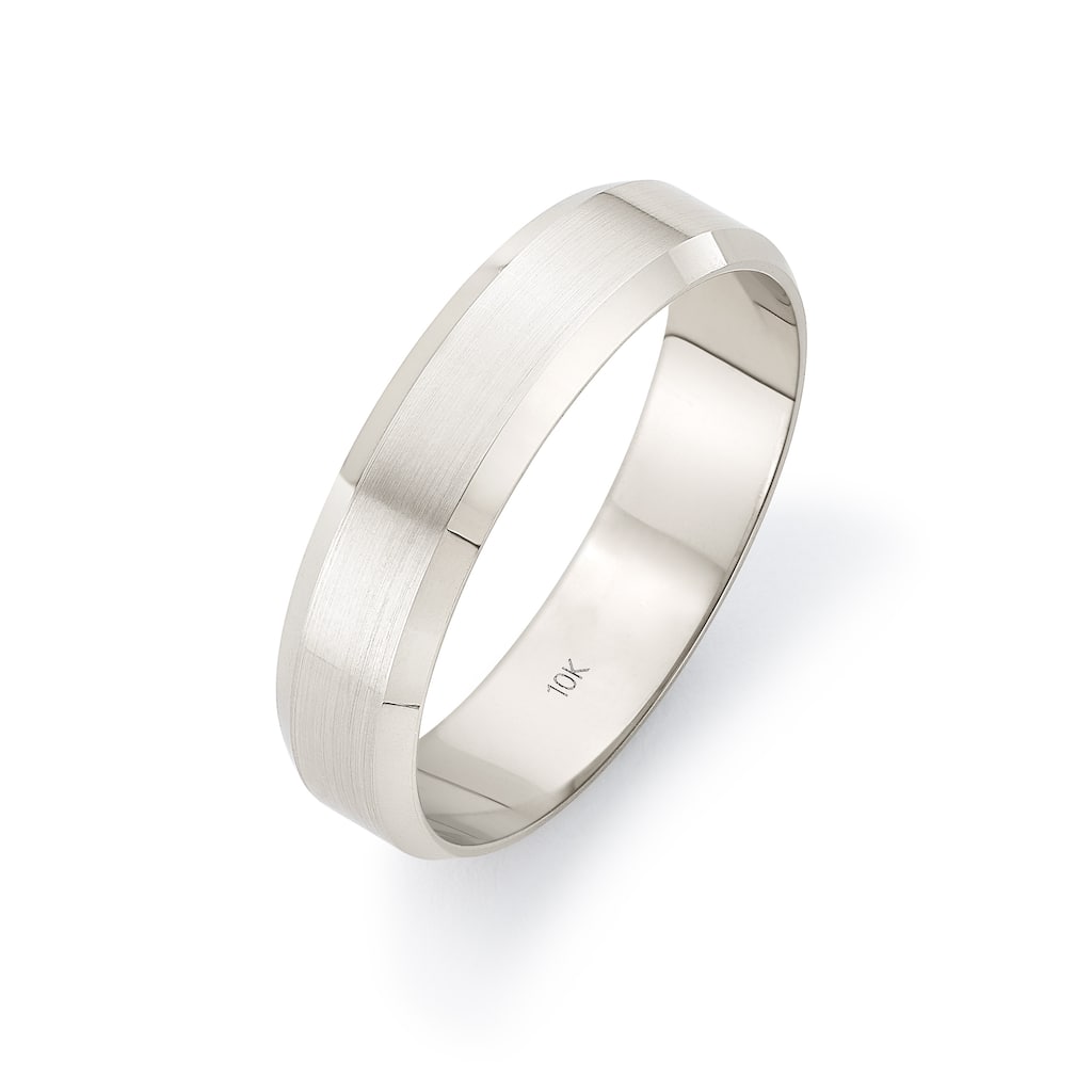 Clover White Gold Beveled Edge Wedding Band